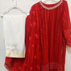 ♦️NWT♦️ Red Pakistani Indian 3 pc suit